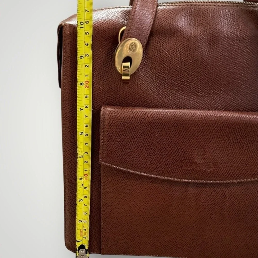 Lladro‎ Leather Structured Bag Womens Medium Brown Vintage Y2K Satchel Crossbody